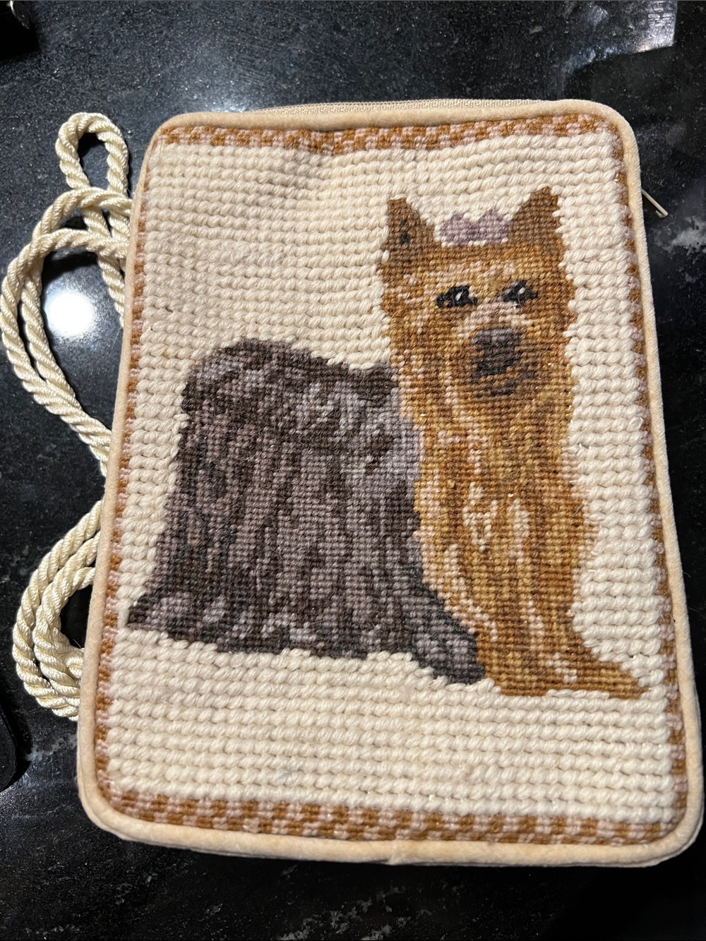 Needlepoint Yorkie Small Purse